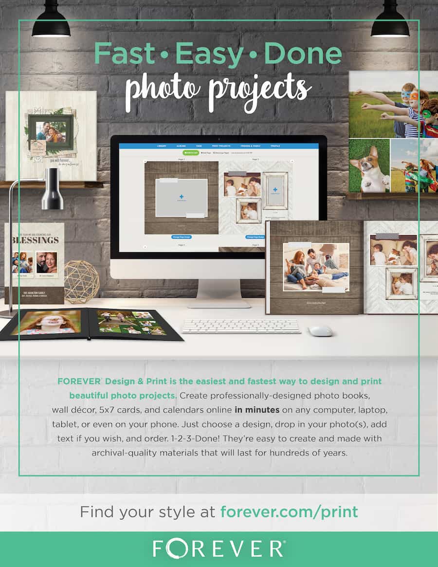 FOREVER design and printing of photo books, calenders, and wall decor.
